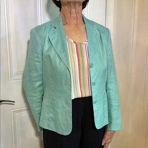 villager a Liz Claiborne Co Mint Green Tailored Linen-Blend Blazer